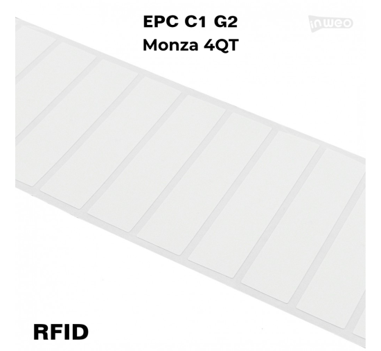 Etiqueta RFID autoadhesiva de película para cristales, 96 x 22, EPC C1 G2, Monza 4QT