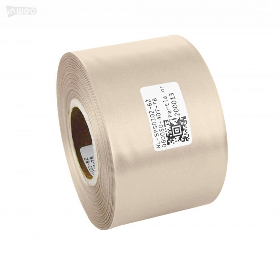 Cinta de satén beige premium 60 mm x 50 m