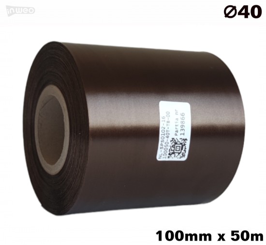 Cinta de satén premium marrón, 100mm x 50m