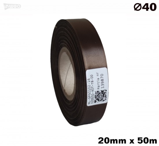 Cinta de satén marrón premium, 20mm x 50m