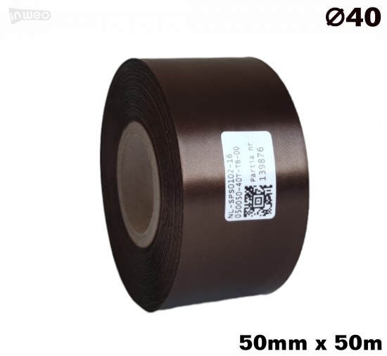 Cinta de satén marrón premium, 50 mm x 50 m