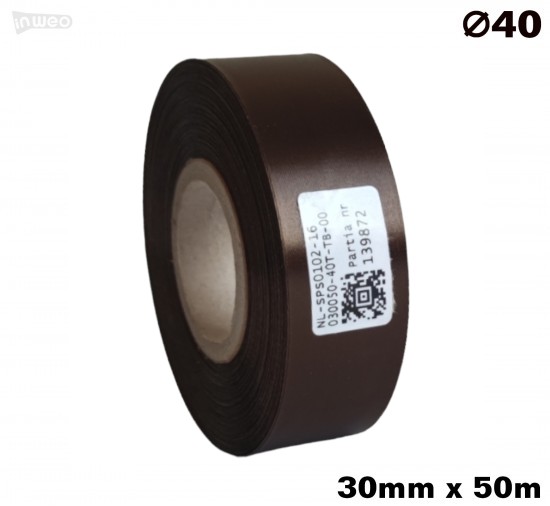 Cinta de satén marrón premium, 30 mm x 50 m