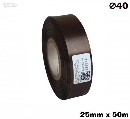 Cinta de satén premium marrón, 25mm x 50m