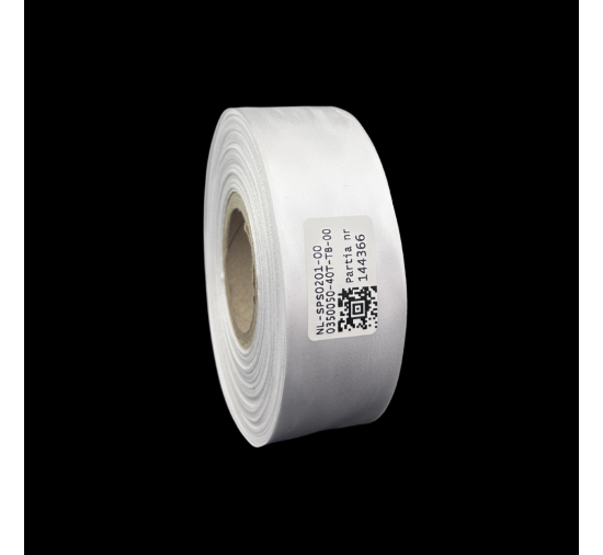 Cinta de satén premium blanca de doble cara 35mm x 50mb