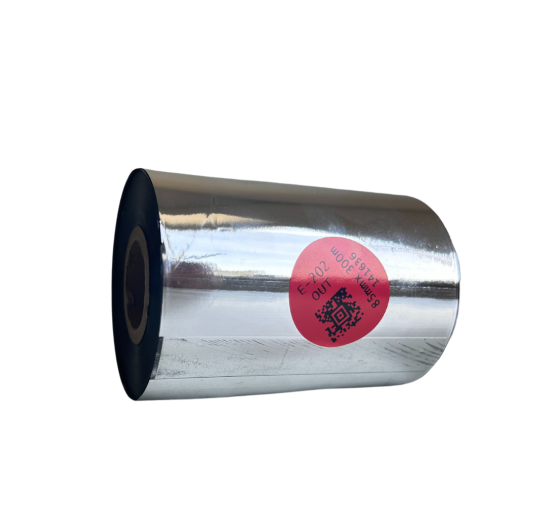 Cinta de transferencia térmica E-202 de resina-cera premium para algodón, 85 mm x 300 m, OUT.