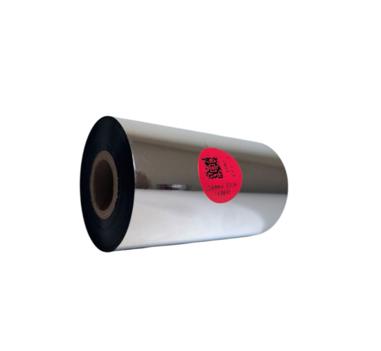 Cinta de transferencia térmica E-222, resina-cera premium, 104 mm x 300 m, para exterior.