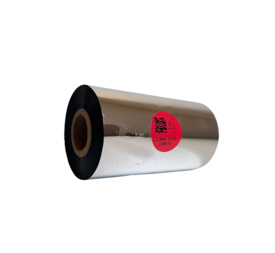 Cinta de transferencia térmica E-222, resina-cera premium, 110 mm x 300 m, para exterior.