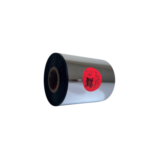Cinta de transferencia térmica E-222, resina-cera premium, 75 mm x 300 m, para exteriores.