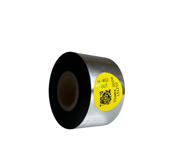 Cinta de transferencia térmica de resina H-402 para nylon y poliuretano, 35 mm x 300 m, OUT.