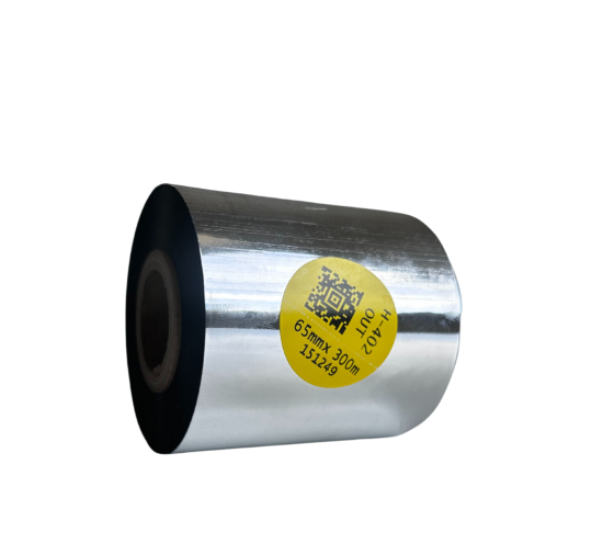 Cinta de transferencia térmica de resina H-402 para nylon y poliuretano, 65 mm x 300 m, OUT.