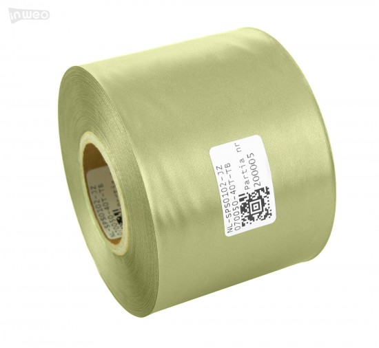 Cinta de satén verde claro premium 70 mm x 50 m