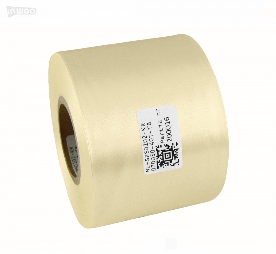 Cinta de satén premium color crema 70 mm x 50 m