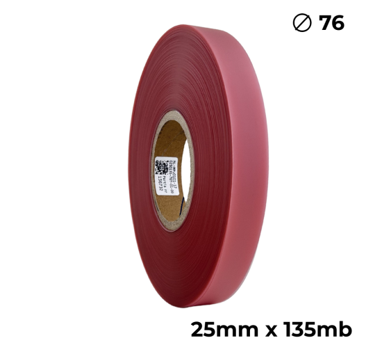 Poliuretano doble cara transparente rosa 25mm x 135m premium