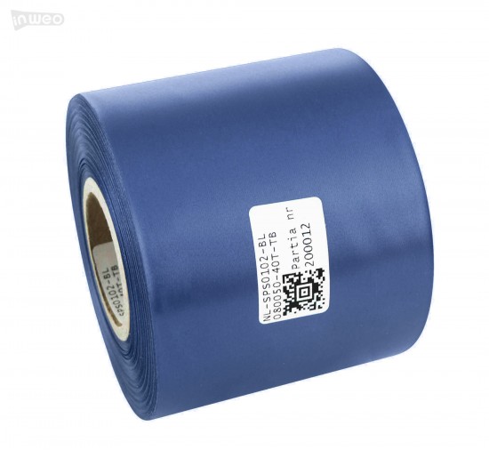 Cinta de satén azul premium 80 mm x 50 m