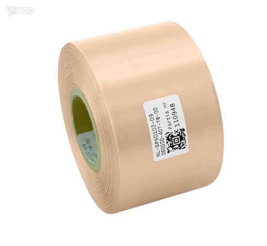 Cinta de satén premium color rosa polvo 60 mm x 50 m