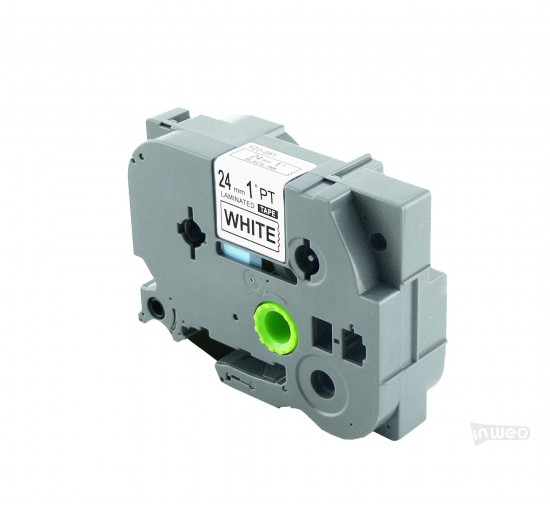 Hermano P-touch TZ cinta laminada - 24mm/8m blanco con impresión negra TZ251