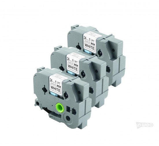 Brother P-touch TZ paquete de 3 cintas laminadas - 24mm/8m blanco con impresión negra TZ251