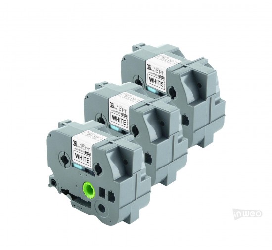 Brother P-touch TZ Paquete de 3 cintas laminadas - 36mm/8m blanco con impresión negra TZ261