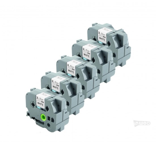 Brother P-touch TZ pack de 5 cintas laminadas - 36mm/8m blanco con impresión negra TZ261 Brother P-touch TZ pack de 5 cintas laminadas - 36mm/8m blanco con impresión negra TZ261