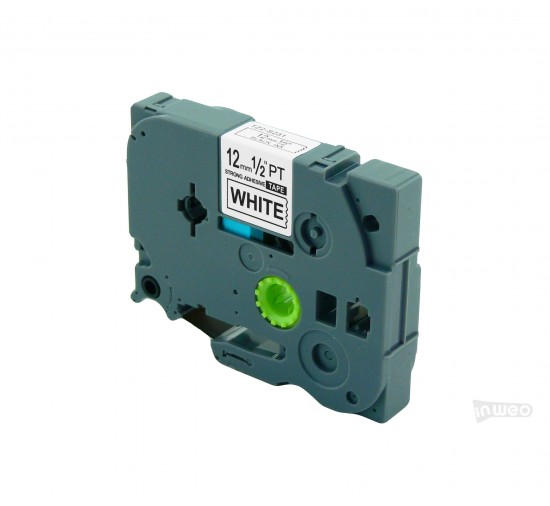 Cinta laminada Brother P-touch TZ - 12mm/8m blanca con fuerte adhesivo impresión negra TZ2-S231.