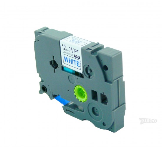 Hermano P-touch TZ cinta laminada de color - 12mm/8m blanco con impresión azul TZ2-233