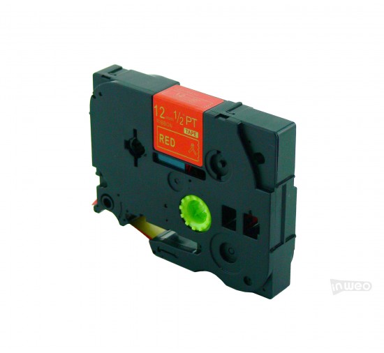 Cinta de satén para impresoras Brother P-touch 12 mm/4 m rojo satén con impresión dorada TZ2-R434