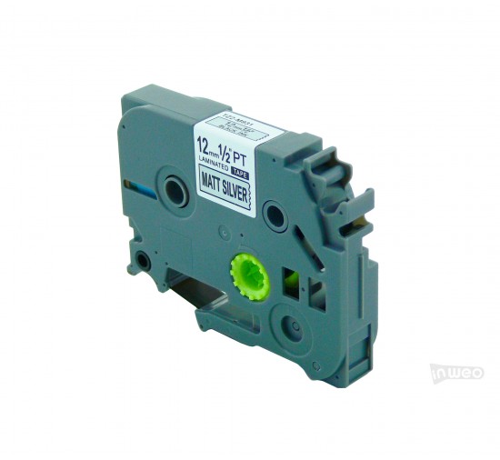 Brother P-touch TZ cinta laminada - 12mm/8m plata mate impresión negra TZ2-M931