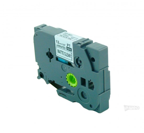 Cinta laminada Brother P-touch TZ - 12mm/8m mate transparente con impresión negra TZ2-M31.