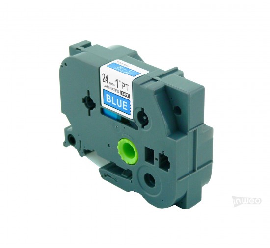 Hermano P-touch TZ cinta laminada de color - 24 mm/8 m impresión blanca sobre azul TZ555