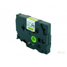 Manga retráctil para impresoras Brother P-touch 12mm/1.5m amarillo con impresión negra HS2-631.