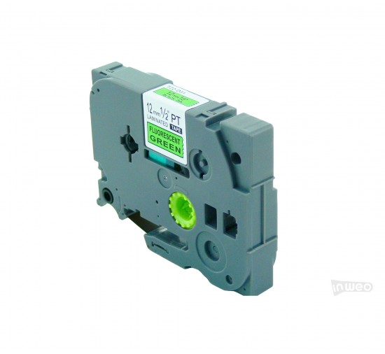 Hermano P-touch TZ cinta laminada - 12mm/8m verde fluorescente con impresión negra TZ2-D31
