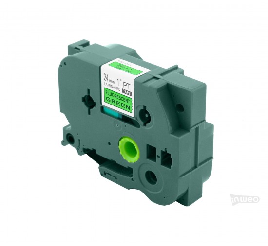 Hermano P-touch TZ cinta laminada de color - 24 mm/8 m verde fluorescente negro impresión TZD51.